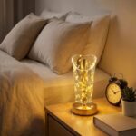 BUFFER® Açık Silindirik Kristal Altın Toz Model LED Masa Lambası – Gold Tabanlı