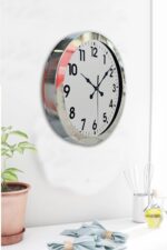 36 cm Krom Metal Standart Duvar Saati - Görsel 4