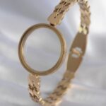 Mey İthalat® 316L Çelik Gold Renk Arpa İşleme Açılabilir Fanus Model Kadın Kelepçe