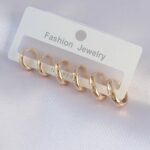 Mey İthalat® Pirinç Gold Renk Oval Küpe Seti