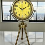 Retro Antique Üç Ayaklı Metal Eskitme Masa Saati