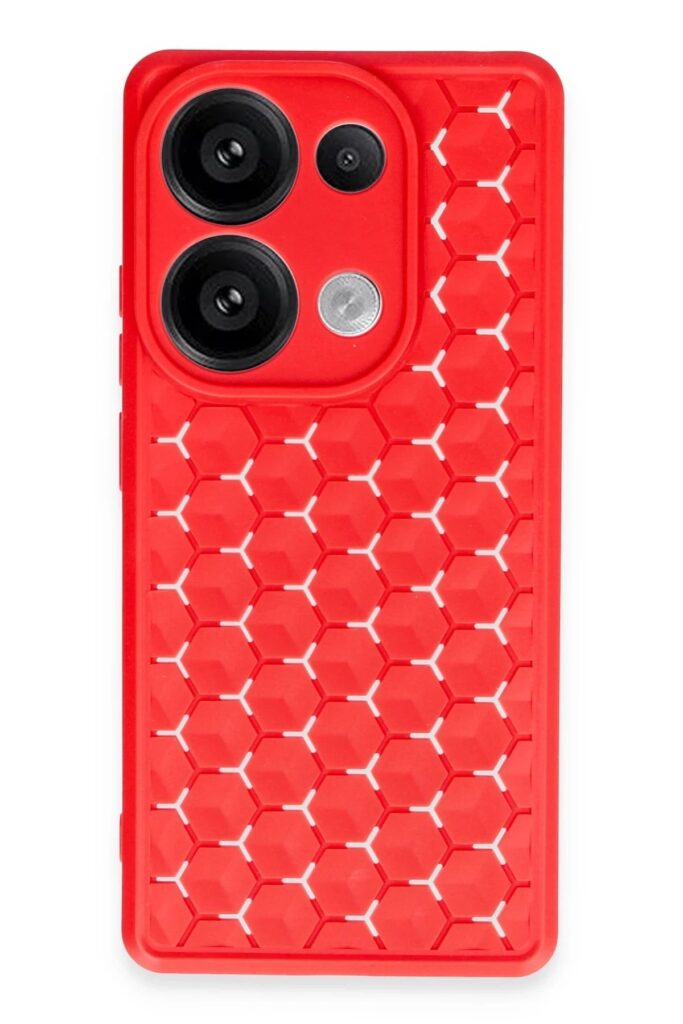 Mey İthalat®   Redmi Note 13 Pro 4G Kılıf Petek Silikon Kapak - Kırmızı