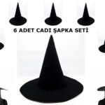Mey İthalat® Siyah Cadı Şapkası Keçe Yetişkin Boy 6 Adet
