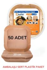 BUFFER® 50 Adet Air Fryer Pişirme Kağıdı Tek Kullanımlık Yağ Geçirmez Yapışmaz Kare Tabak Model PVC - Görsel 8