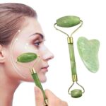 BUFFER® Çift Taraflı 2li Cilt Yüz Masaj Aleti Jade Roller Yeşim  Taşı Seti - Görsel 6