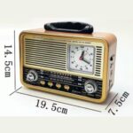 BUFFER® Orta Boy Saat Göstergeli Retro Ahşap Tasarım Bluetooth Hoparlörlü Radyo – FM/AM Destekli, Şarjlı ve Taşınabilir Radyo NS-8898 - Görsel 3