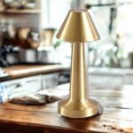 BUFFER® Çatı Model Gold Renk Şarjlı Dokunmatik 3 Renkli LED Masa Lambası - Görsel 5