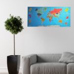 BUFFER® Renkli Atlas Dünya Haritası Manyetik Yapıştırıcı Gerektirmeyen Duvar Stickerı 118 CM * 56 CM - Görsel 3