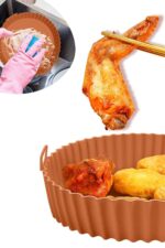 BUFFER® Renkli Isıya Dayanıklı Yıkanılabilir Silikon Fırın Ve Airfryer Yuvarlak Model Pişirme Matı 20 Cm - Görsel 5