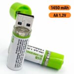 BUFFER® USB Şarjlı 1450mAh AA 1.2V Lityum Kalem Pil – 2’li Set