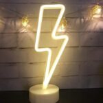 BUFFER® Dekoratif Şimşek Şeklinde Pilli Neon Led Lamba Süs Masa Lambası - Görsel 5