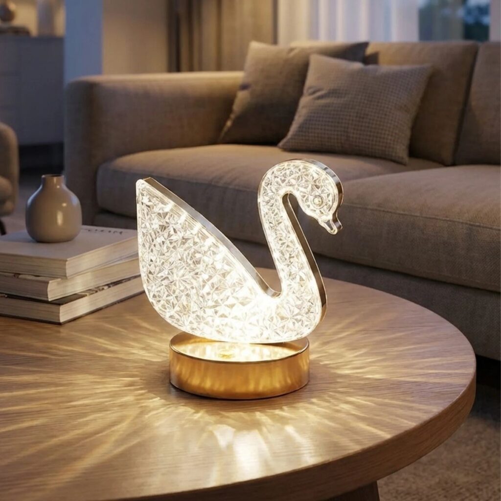 BUFFER® Kuğu Model Kristal LED Masa Lambası – Dokunmatik