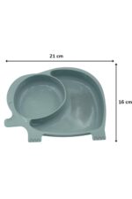 BUFFER® Bebek ve Çocuk için Sevimli Fil Model Desenli Yemek Bebek Mama Kabı Bölmeli Tabak - Görsel 3