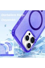 Mey İthalat®  iPhone 15 Pro Kılıf Star Magsafe Kapak - Mor - Görsel 2