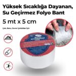 BUFFER® Yüksek Sıcaklık Dayanan Su Geçirmez Çatı Boru Duvar Çatlak Onarıcı Yapışkan Bant Folyo 5 cm