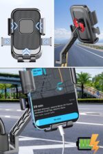 BUFFER® Motor,Motosiklet,Bisiklet ,Scooter İçin 360 Derece Dönebilen Dikiz Aynası Versiyonu Telefon Tutucu Aparat - Görsel 8
