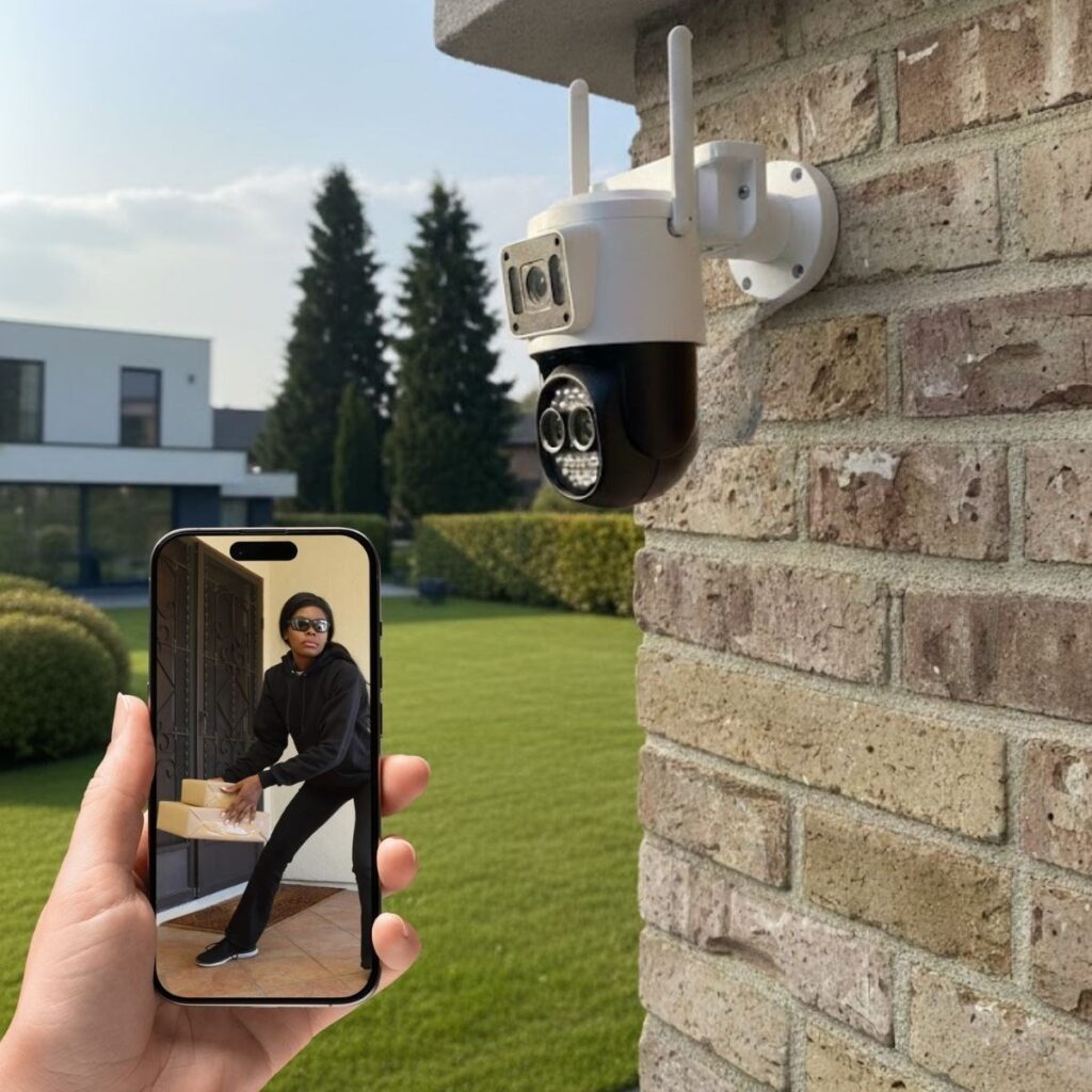 BUFFER® 3 Kameralı Kablolu Akıllı Güvenlik Kamerası – 360° PTZ Hareketli