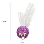 BUFFER®  Renkli Hasır  Tüylü Oyun Topu (Catnipli) İlgi Çekici Eğlenceli  Eğitici Evcil Hayvan Oyun - Görsel 3