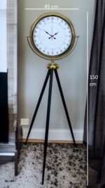 Gold 24 Saat Göstergeli Özel Tasarım Tripod Ayaklı Saat - Görsel 5