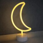 BUFFER® Dekoratif Pilli Ay Tasarımlı 3D Neon Led Masa Ve Gece Lambası - Görsel 6