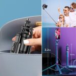 BUFFER® Fotoğraf Makinası ve Telefon Takılabilen 2si 1 Arada 2.2m Uzayan Selfie Çubuğu Kumandalı Tripod - Görsel 3