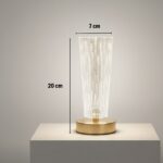 BUFFER® Silindirik Kristal Nokta Model LED Masa Lambası – Gold Tabanlı, Dokunmatik, 3 Renk Işık Modlu, Şarjlı Modern Dekoratif Gece Lambası - Görsel 5