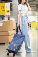 BUFFER® Katlanabilir Tekerlekli Market Çantası,Çok Amaçlı Pazar Arabası,Portatif Alışveriş Bez Torbası - Görsel 7