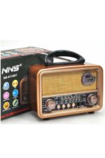 BUFFER® Orta  Boy Retro, Nostaljik, Ahşap Tasarım Bluetooth Hoparlörlü, Şarjlı, Taşınabilir FM/AM Destekli Radyo NS-8110 - Görsel 8