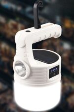 BUFFER® LED Güneş Enerjili Kamp Lambası–2000 Lümen Süper Parlak, 5 Aydınlatma Modlu,USB ile Şarj Edilebilir Dış Mekan,Asılabilir Torch El Feneri - Görsel 6