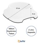 BUFFER® Silikon Kaydırmaz Taban Plastik Kedi ve Köpek Mama ve Su Kabı 2 L - Görsel 3