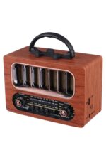 BUFFER® Orta Boy Retro Ahşap Tasarım Bluetooth Hoparlörlü Radyo – FM/AM Destekli, Şarjlı ve Taşınabiliri Radyo NS-6636 - Görsel 6