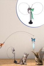 BUFFER® Vantuzlu Tüylü Zilli Olta Kedi Oyuncağı 2 Oltalı - Görsel 7