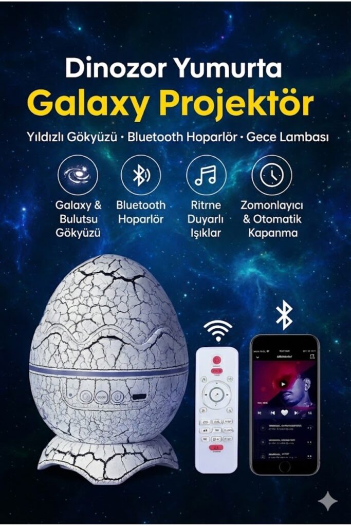 Bluetooth Hoparlörlü RGB Gece Lambası – Dinazor yumurtası Işıklı