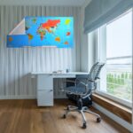 BUFFER® Renkli Atlas Dünya Haritası Manyetik Yapıştırıcı Gerektirmeyen Duvar Stickerı 118 CM * 56 CM - Görsel 5