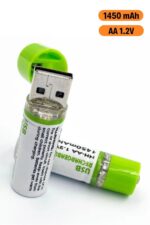 BUFFER® USB Şarjlı 1450mAh AA 1.2V Lityum Kalem Pil – 2’li Set, Tekrar Şarj Edilebilir Uzun Ömürlü Dönüştürülebilir Batarya - Görsel 6