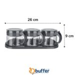 BUFFER® Siyah 3lü Standlı Kapaklı Kaşıklı Cam Hava Sızdırmaz Baharatlık Takımı KC-386 - Görsel 4