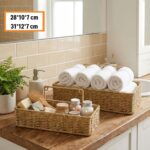 BUFFER® 2’li Duvar Askılı Plastik Rattan Organizer – Dikdörtgen Hasır Görünümlü Mutfak Raf Sepeti, Banyo ve Ev İçi Düzenleme Ünitesi - Görsel 5