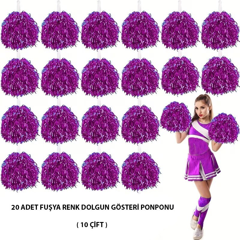 Mey İthalat® 10 Çift ( 20 Adet ) Mor Renk 23 Nisan 19 Mayıs 29 Ekim Okul Gösteri Ponponları