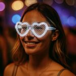 Mey İthalat® Beyaz LED Işıklı Kalp Gözlük – 3 Modlu Parti & Glow Gözlüğü - Görsel 2