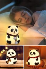5 Farklı Renk Modlu Panda Figürlü Pofuduk LED Gece Lambası–Yumuşak Dokulu Çocuk Odası ve Dekoratif Şarjlı Ortam Işığı - Görsel 8