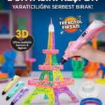 3D Kalem Seti (PEMBE) Dijital Göstergeli + 3 Renk Filament Hediyeli Eğitici Yazıcı ABS/PLA Uyumlu