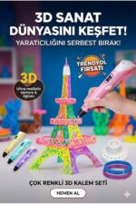 3D Kalem Seti (PEMBE) Dijital Göstergeli + 3 Renk Filament Hediyeli Eğitici Yazıcı ABS/PLA Uyumlu
