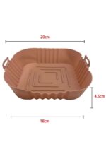 BUFFER® Renkli Isıya Dayanıklı Yıkanılabilir Silikon Fırın  Airfryer Kare Model Pişirme Matı 20 cm - Görsel 6