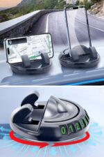 BUFFER® Numaratörlü Güçlü Yapışkanlı 360 Derece Dönebilen Su Geçirmez Araç İçi Telefon Tutucu Plastik Aparat - Görsel 6
