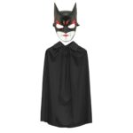 Mey İthalat® Batman Maskesi Cat Woman ve Batman Pelerini 90 cm Siyah Renk Set