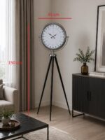 Krom 24 Saat Göstergeli Özel Tasarım Tripod Ayaklı Saat - Görsel 4