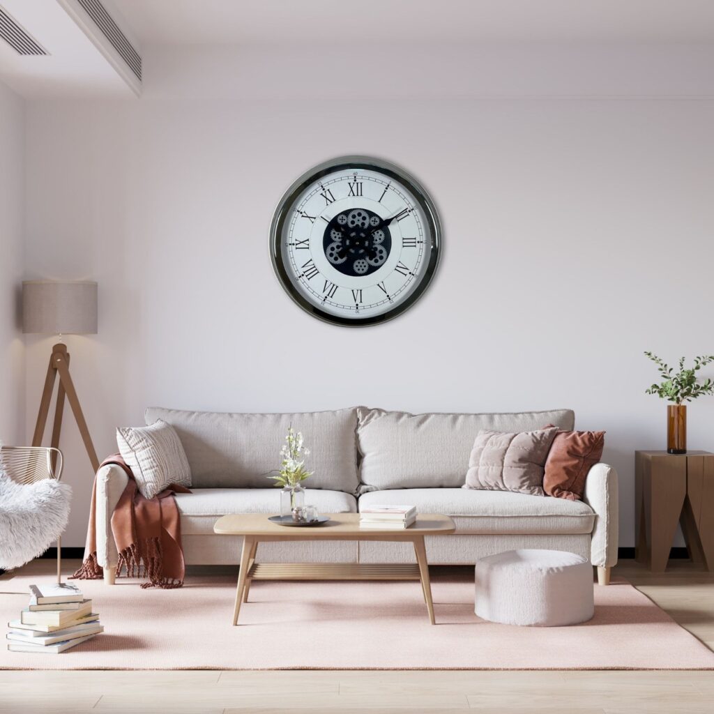 Silver Empire 60 Cm Çarklı Krom Duvar Saati