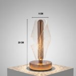 BUFFER® Çapraz Kavisli Ters Kristal Simli LED Masa Lambası – Gold Gövdeli, Dokunmatik, 3 Kademe Işık Ayarlı Şarjlı Dekoratif Lamba - Görsel 5
