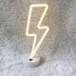 BUFFER® Dekoratif Şimşek Şeklinde Pilli Neon Led Lamba Süs Masa Lambası - Görsel 4