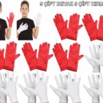 Mey İthalat® Çocuk Gösteri Eldiven Seti – 5 Çift Beyaz & 5 Çift Kırmızı